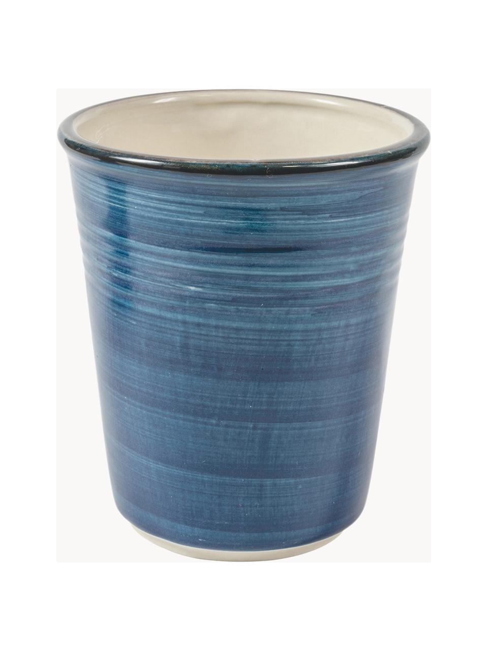 Tazas originales artesanales Baita, 6 uds., Gres (dolomita) pintado artesanalmente, Tonos azules, Ø 9 x Al 11 cm, 350 ml