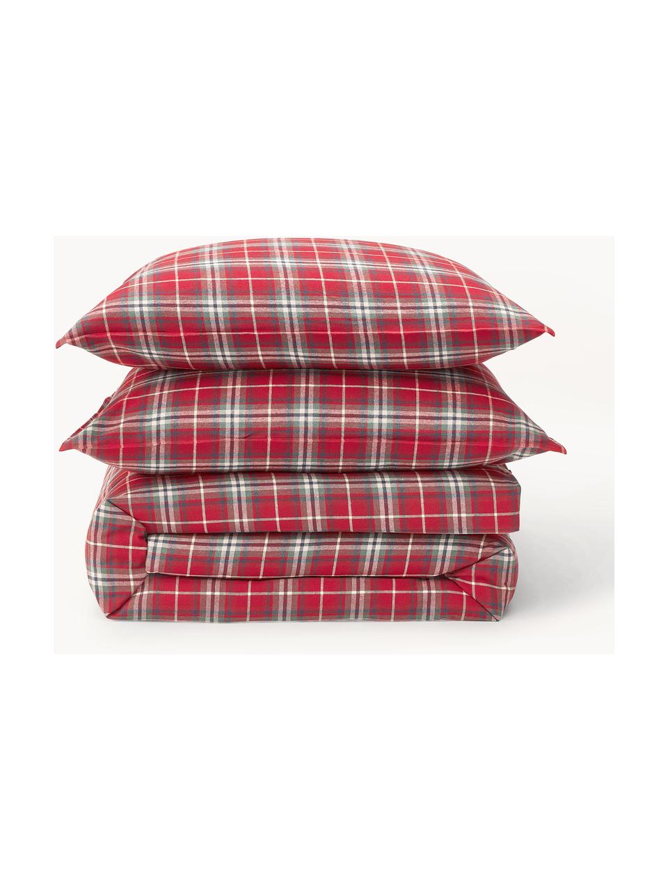 Karierter Flanell-Bettdeckenbezug Linsay, Webart: Flanell Fadendichte 155 T, Rot, Grün, B 220 x L 240 cm