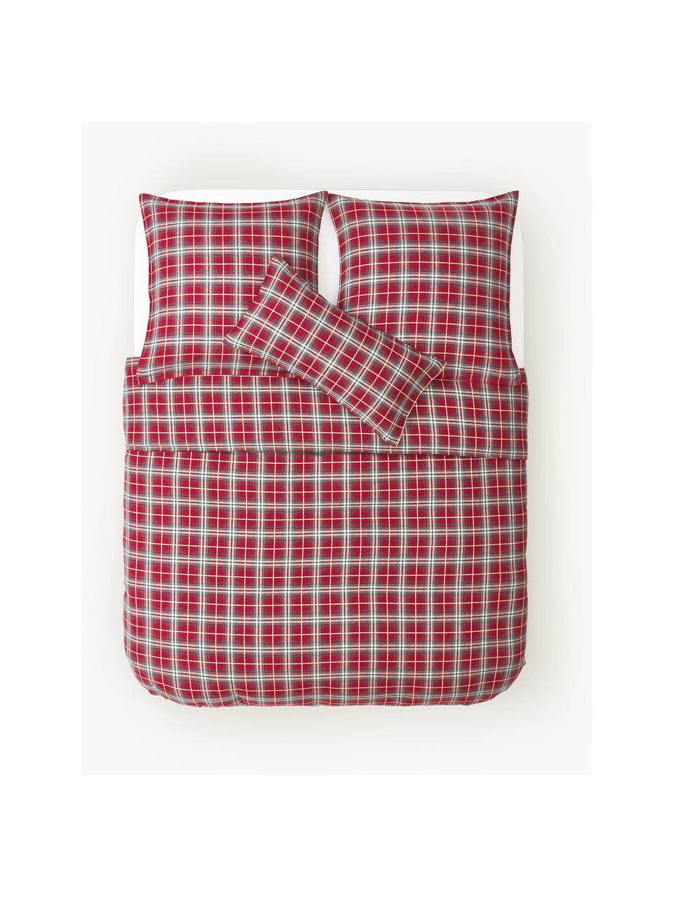 Karierter Flanell-Bettdeckenbezug Linsay, Webart: Flanell Fadendichte 155 T, Rot, Grün, B 220 x L 240 cm