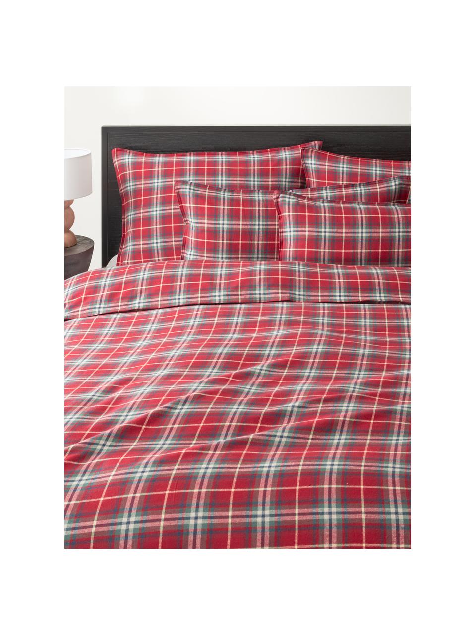 Karierter Flanell-Bettdeckenbezug Linsay, Webart: Flanell Fadendichte 155 T, Rot, Grün, B 220 x L 240 cm