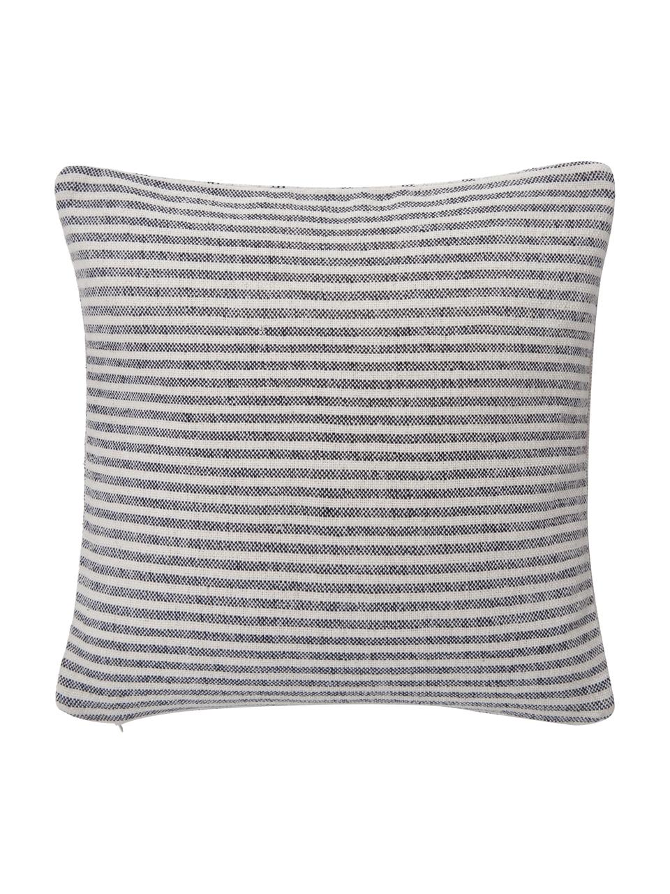Gestreifte Wendekissenhülle Lindsey aus recycelter Baumwolle, 100% Baumwolle, GRS-zertifiziert, Schwarz, Weiß, B 45 x L 45 cm