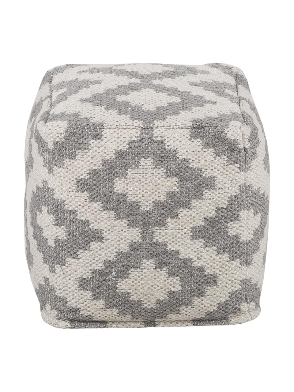 Handgewebter Pouf Napua, Bezug: 100% recyceltes Polyester, Hellbeige, Hellgrau, B 40 x H 40 cm