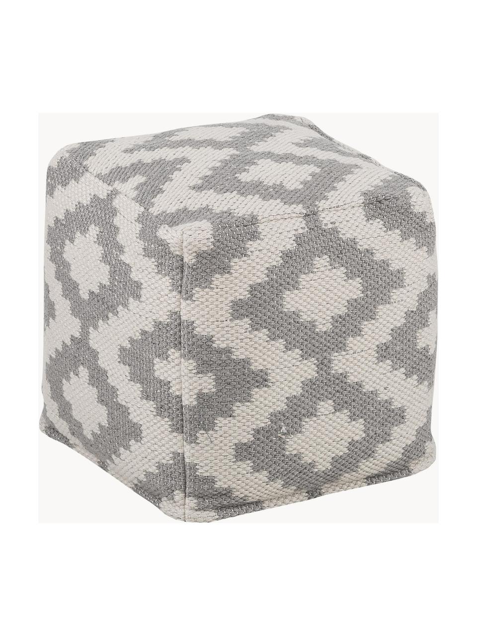 Handgewebter Pouf Napua, Bezug: 100% recyceltes Polyester, Hellbeige, Hellgrau, B 40 x H 40 cm