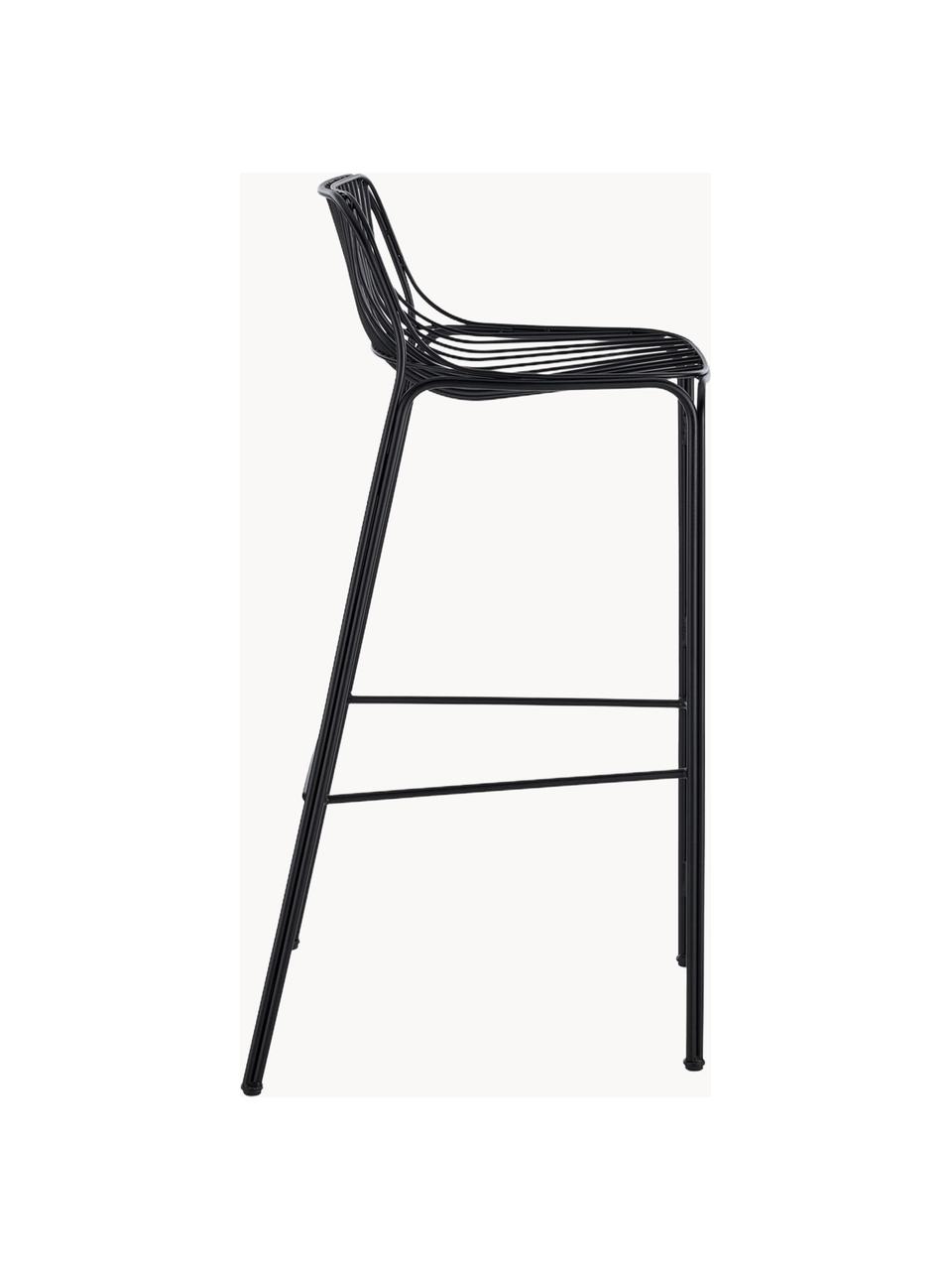 Ogrodowe krzesło barowe Hiray, Stal ocynkowana, lakierowana, Czarny, S 57 x W 96 cm