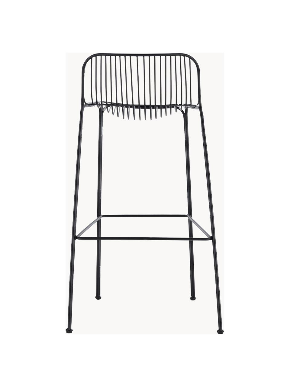 Ogrodowe krzesło barowe Hiray, Stal ocynkowana, lakierowana, Czarny, S 57 x W 96 cm