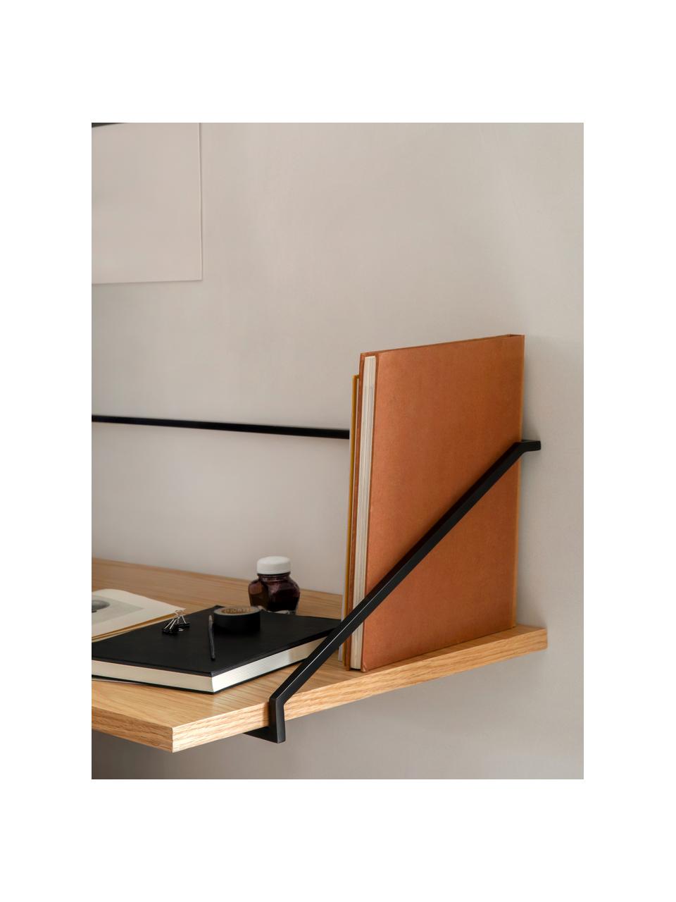 Scrivania da parete in legno e metallo Rail, Struttura: metallo verniciato a polv, Legno chiaro, Larg. 92 x Prof. 45 cm