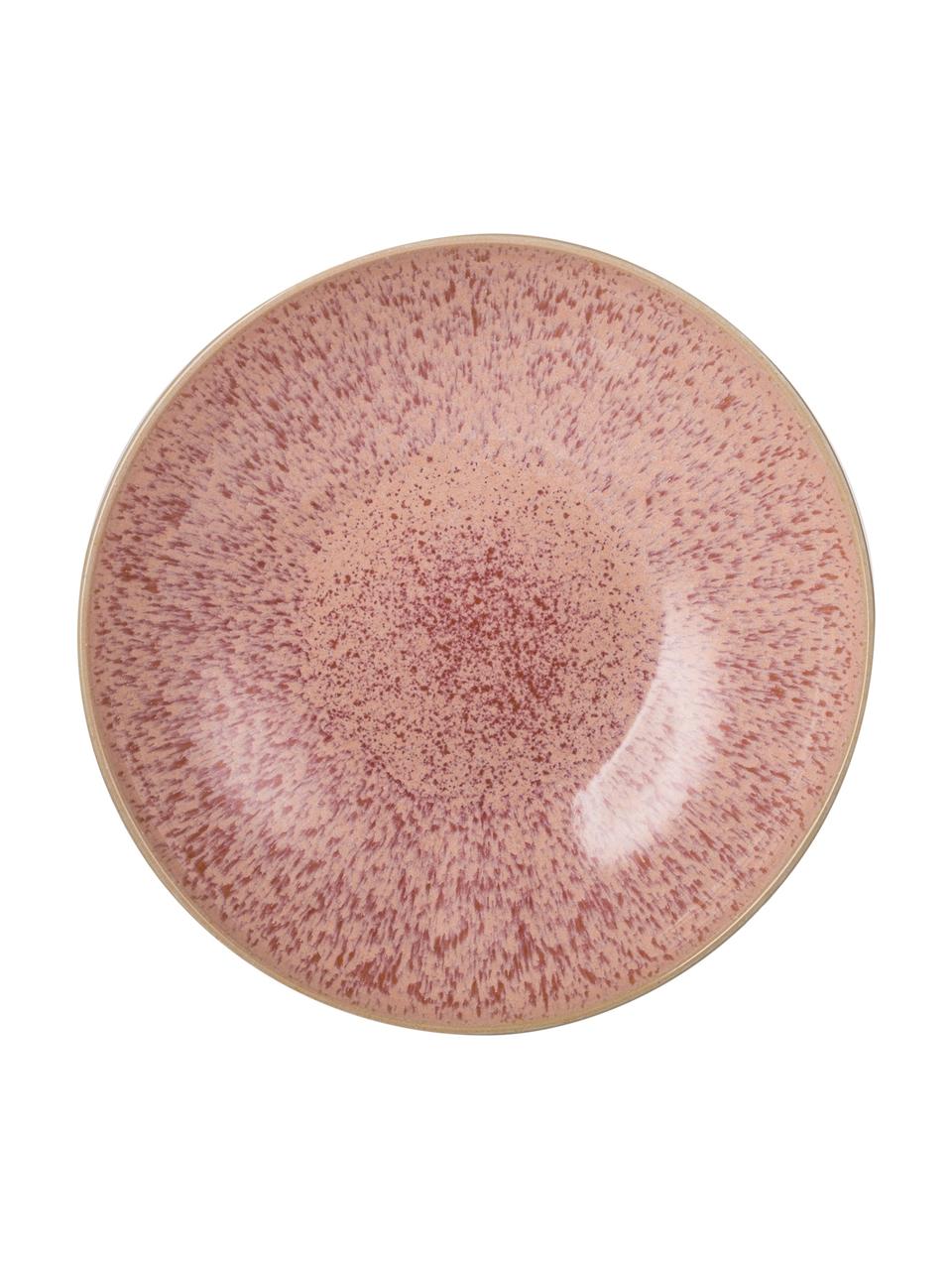 Ciotola da portata dipinta a mano Areia, Gres, Tonalità rosse, bianco latteo, beige chiaro, Ø 22 x Alt. 5 cm