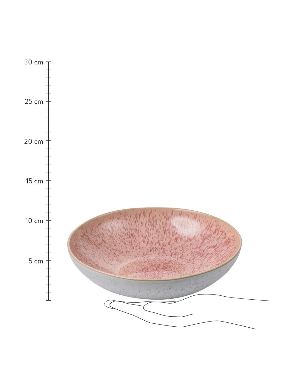 Handbeschilderde serveerschaal Areia met reactief glazuur, Ø 22 cm, Keramiek, Roodtinten, gebroken wit, lichtbeige, Ø 22 x H 5 cm
