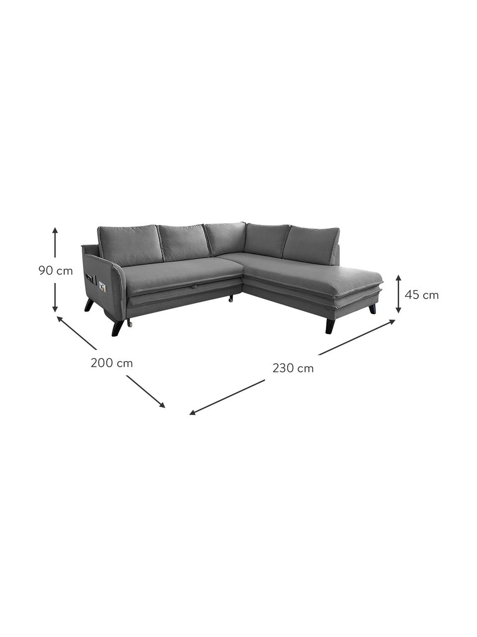 Sofá cama rinconero Charming Charlie, Tapizado: 100% poliéster tacto de l, Estructura: madera, aglomerado, Gris, An 230 x F 200 cm