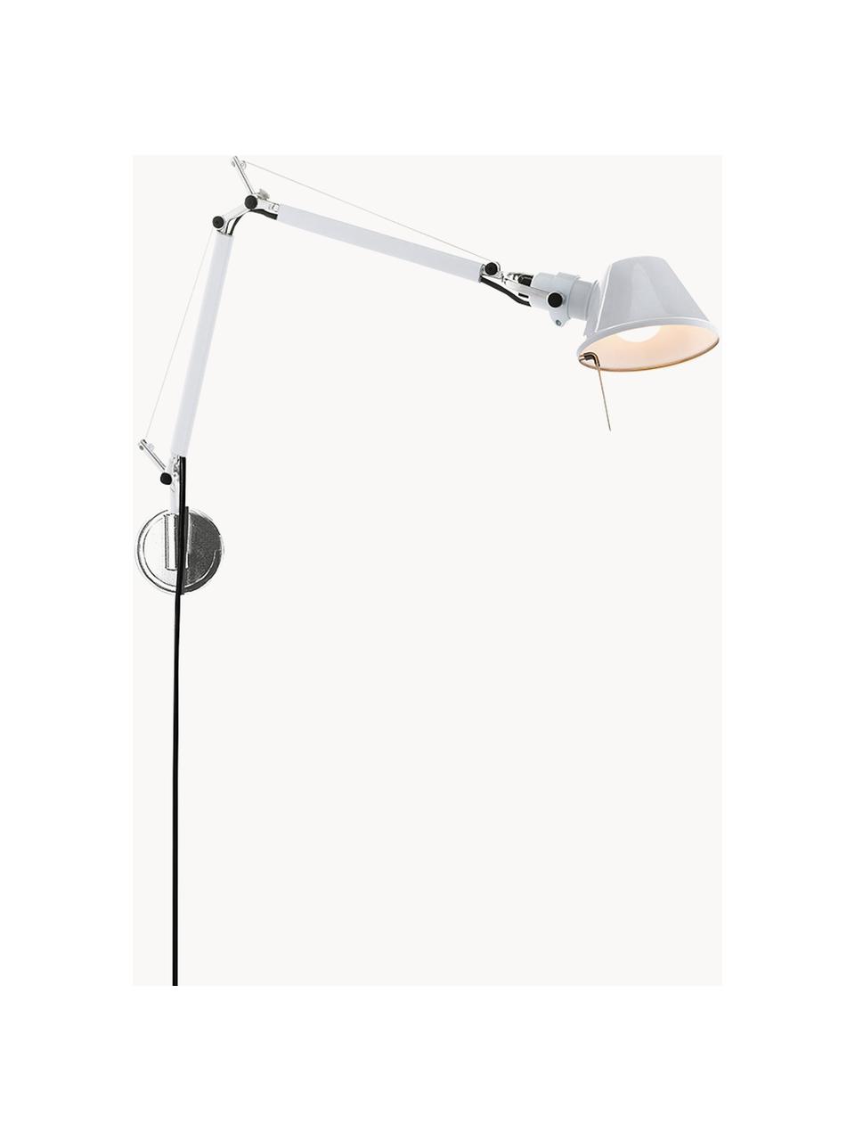 Grote verstelbare wandlamp Tolomeo Micro met stekker, Wit, glanzend, B 49 - 73 x H 41 - 74 cm