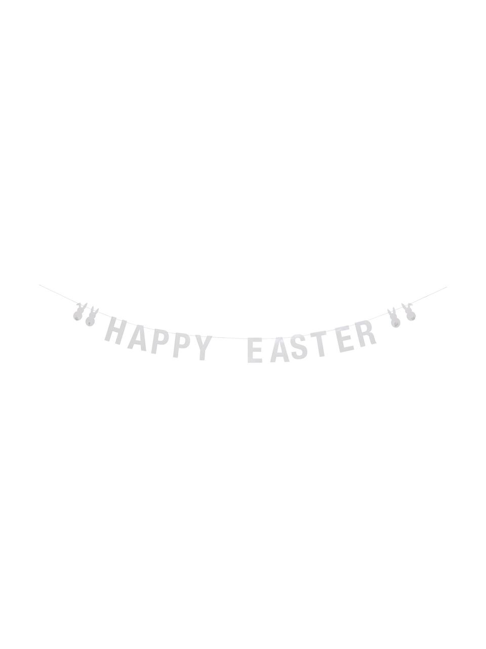 Girlande Happy Easter, Papier, Faden, Weiß, 215 x 12 cm