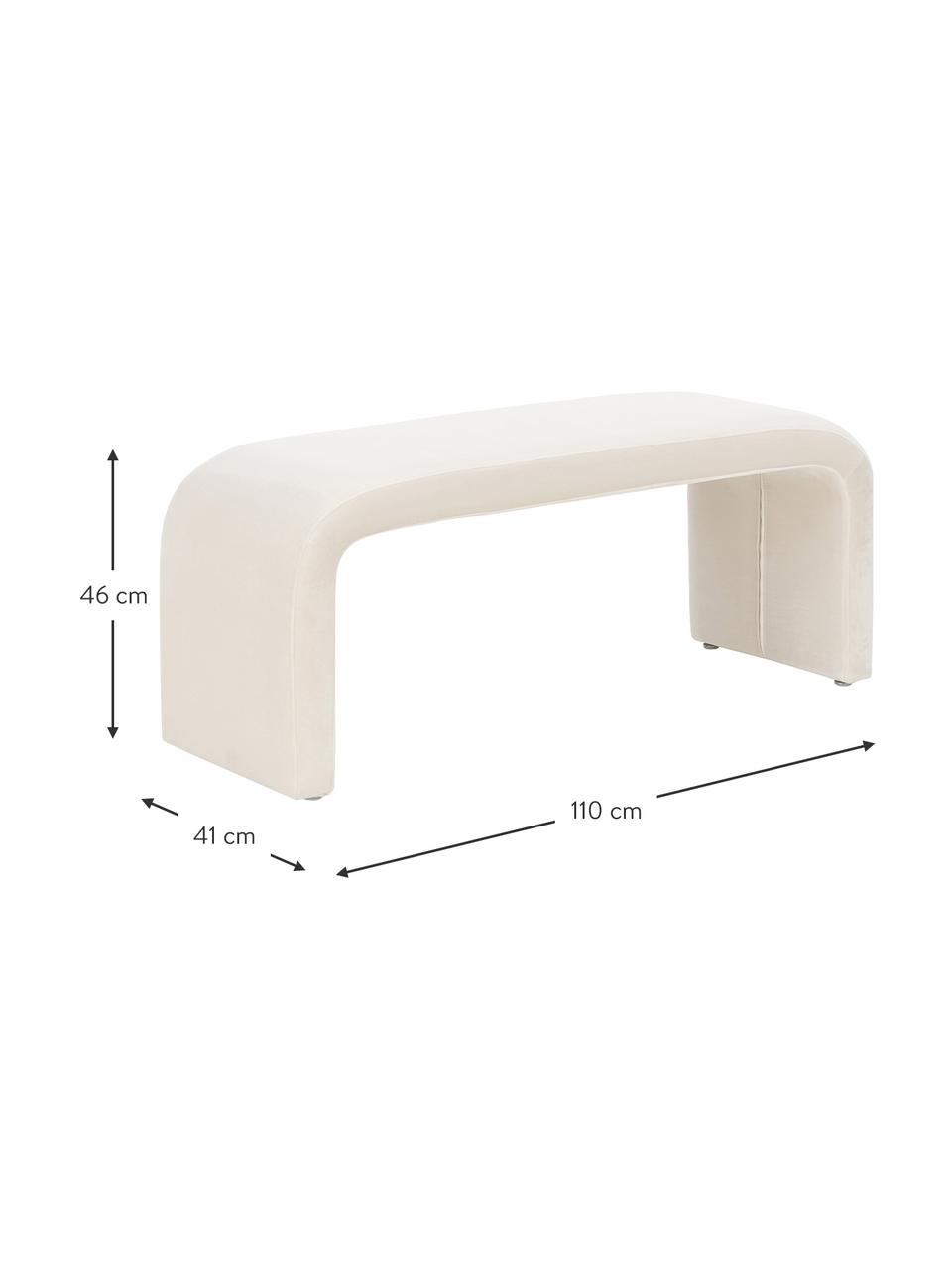 Banco de terciopelo Penelope, Tapizado: terciopelo (100% poliéste, Estructura: metal, madera contrachapa, Terciopelo blanco crema, An 110 x Al 46 cm