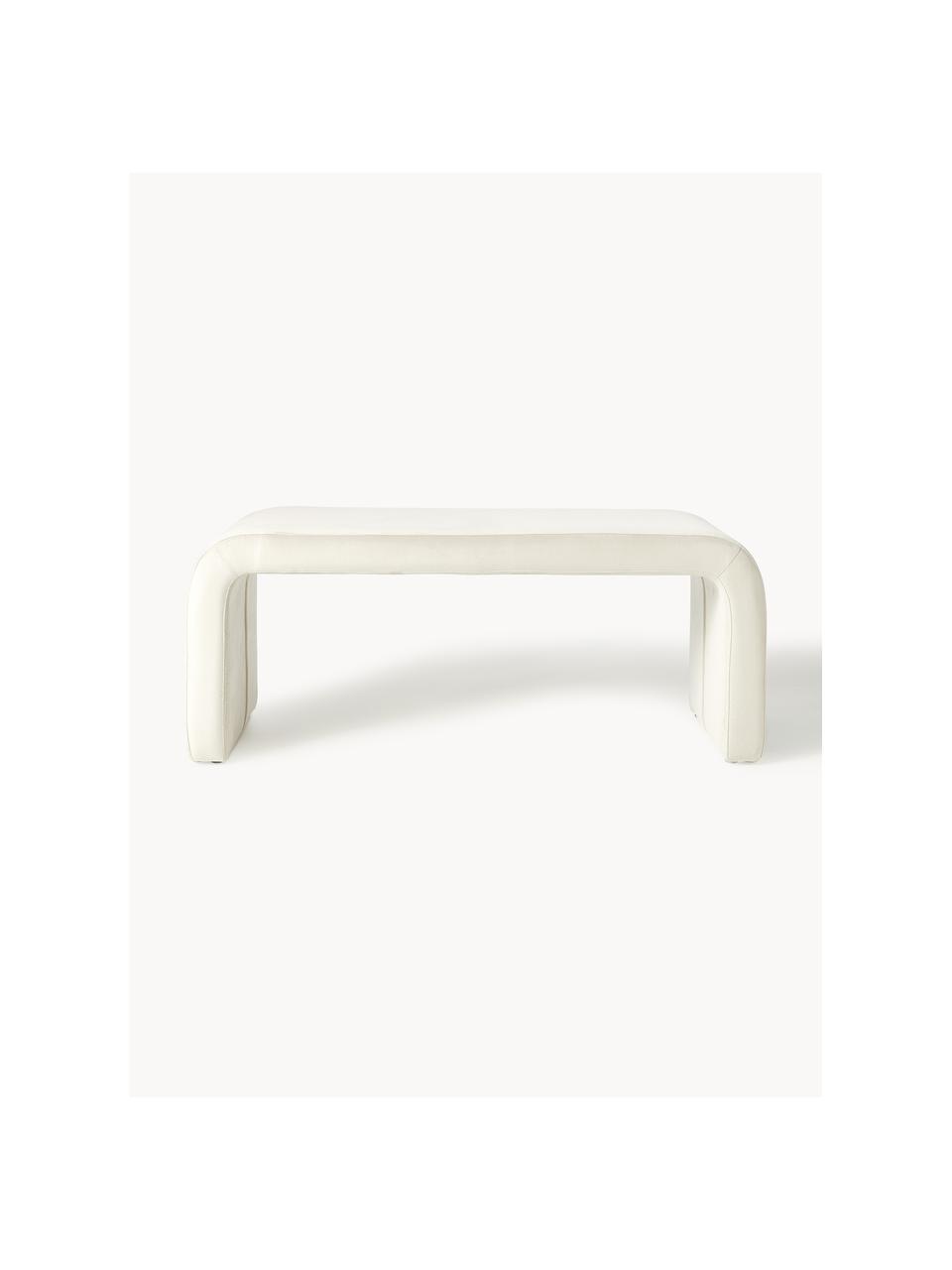 Banco de terciopelo Penelope, Tapizado: terciopelo (100% poliéste, Estructura: metal, madera contrachapa, Terciopelo blanco crema, An 110 x L 41 cm