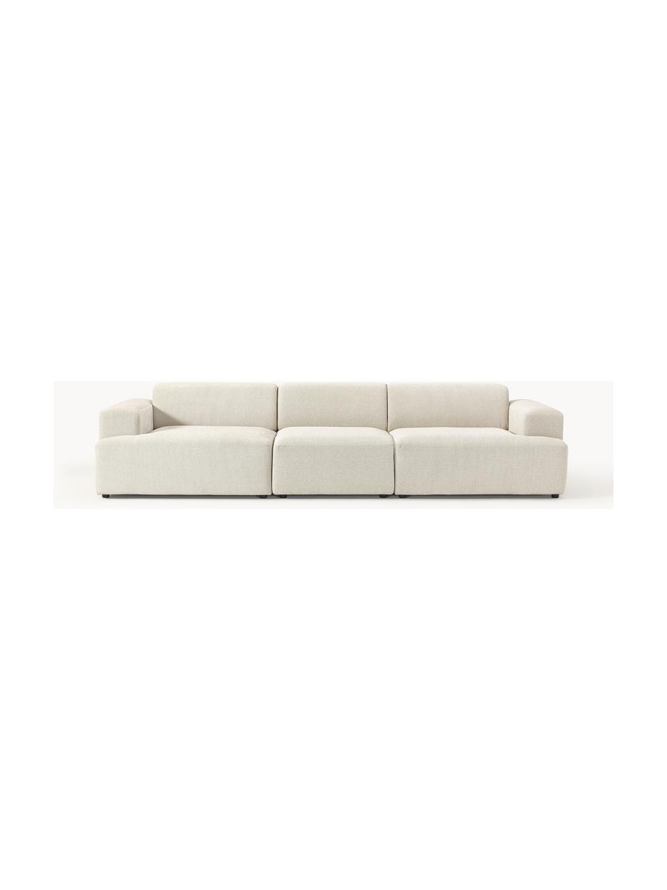 Sofa Melva (4-Sitzer), Bezug: 100 % Polyester Der strap, Gestell: Massives Kiefern- und Fic, Füße: Kunststoff Dieses Produkt, Webstoff Hellbeige, B 319 x T 101 cm