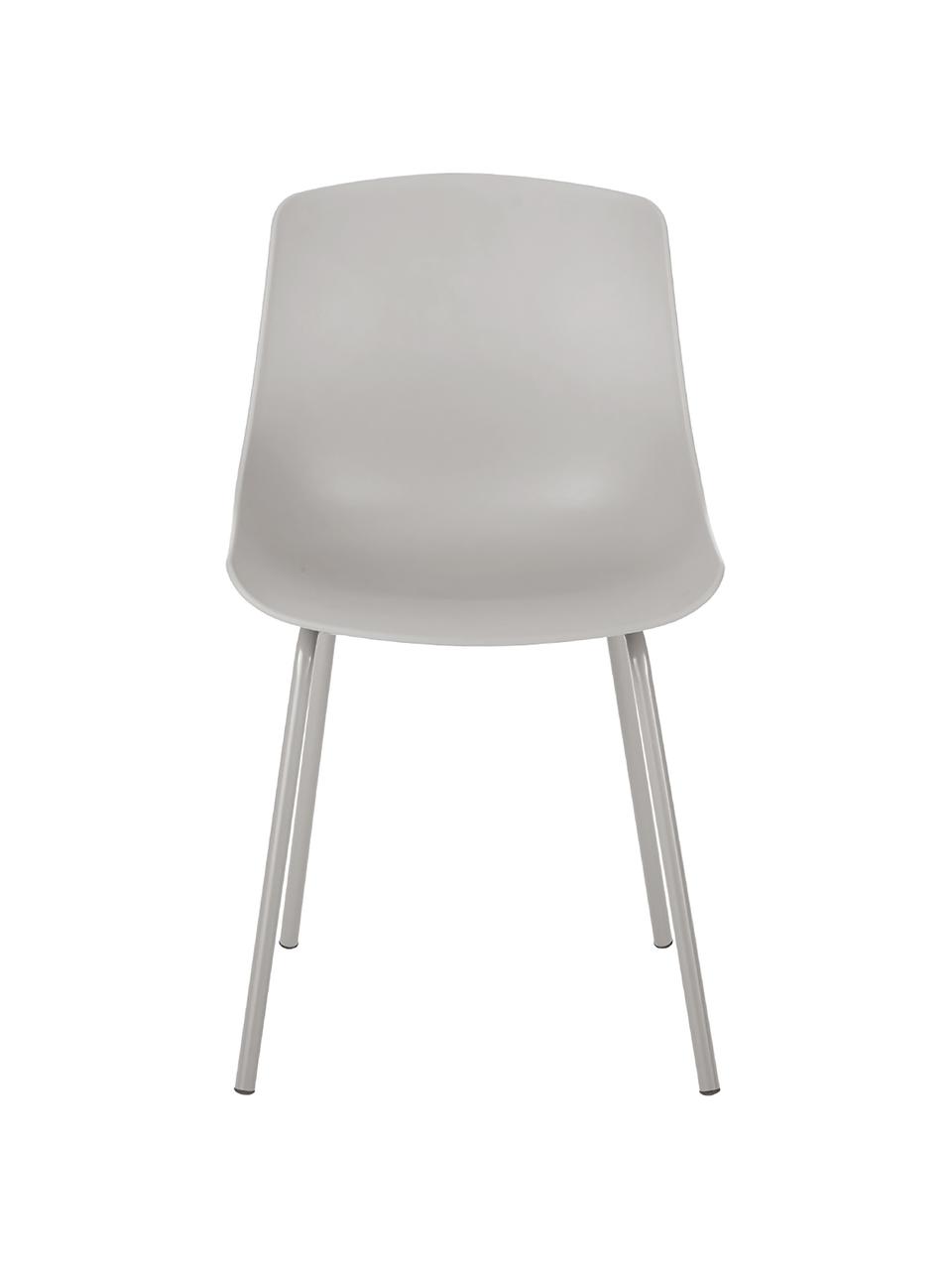 Kunststoffen stoelen Dave met metalen poten, 2 stuks, Zitvlak: kunststof, Poten: gepoedercoat metaal, Taupe, B 46 x D 53 cm