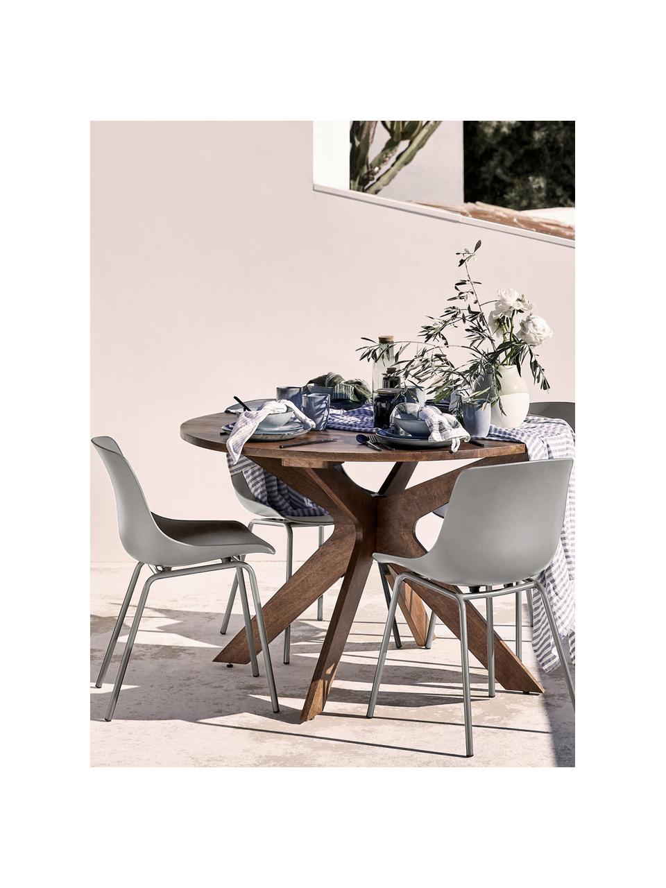 Kunststoffstühle Dave mit Metallbeinen, 2 Stück, Sitzfläche: Kunststoff, Beine: Metall, pulverbeschichtet, Taupe, B 46 x T 53 cm
