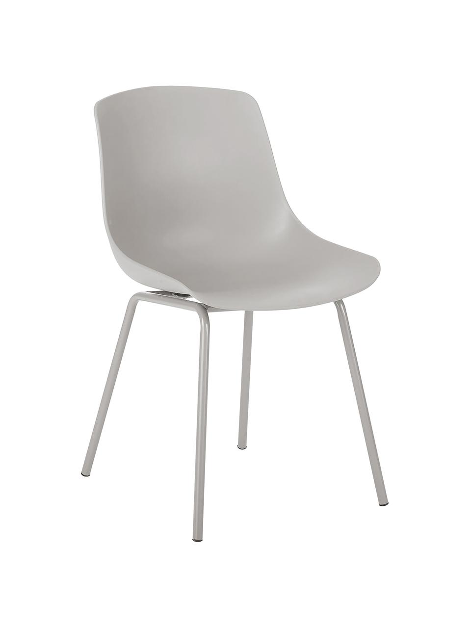 Krzesło z tworzywa sztucznego z metalowymi nogami Joe, 2 szt., Nogi: metal malowany proszkowo, Taupe, S 46 x G 53 cm
