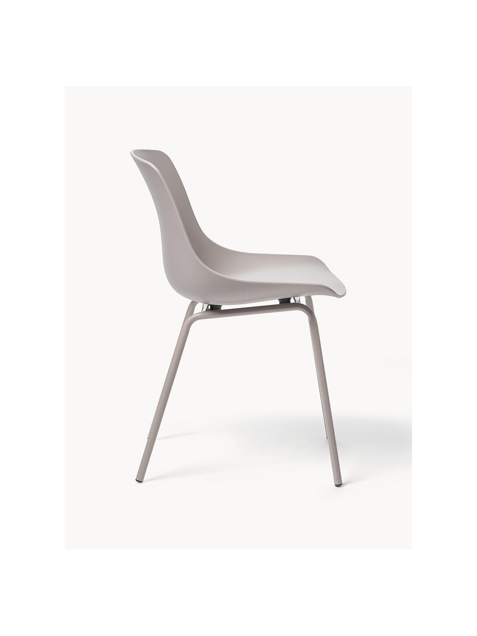Krzesło z tworzywa sztucznego z metalowymi nogami Joe, 2 szt., Nogi: metal malowany proszkowo, Jasny szary, S 46 x G 53 cm