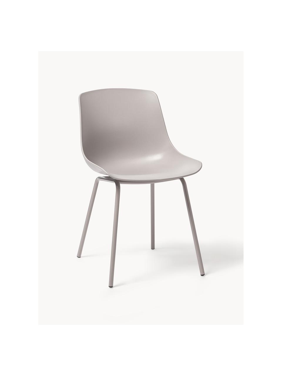 Židle z umělé hmoty s kovovými nohami Dave, 2 ks, Světle šedá, Š 46 cm, H 53 cm
