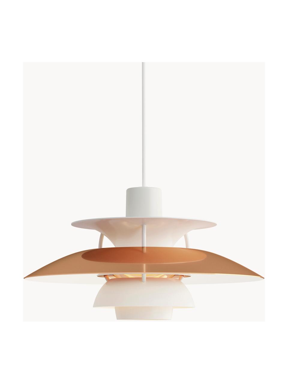 Hanglamp PH 5 Mini, Lampenkap: gecoat metaal, Wit, koperkleurig, Ø 30 x H 16 cm