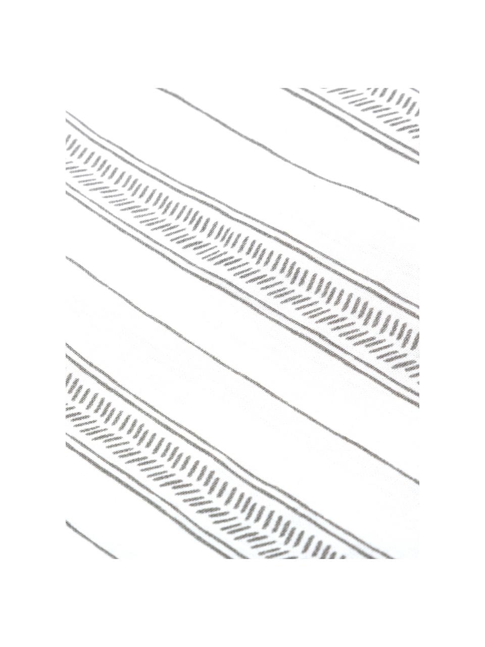 Baumwoll-Wendebettwäsche Head Over Lines, gestreift, Webart: Renforcé Renforcé besteht, Weiss, Dunkelgrau, 135 x 200 cm + 1 Kissen 80 x 80 cm