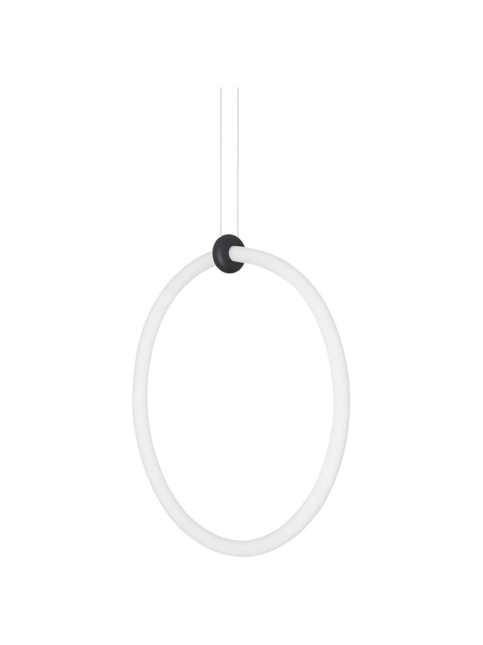 Moderne LED hanglamp Gropius, Lampenkap: acryl, Decoratie: gecoat aluminium, Baldakijn: gecoat aluminium, Wit, zwart, Ø 38 x H 120 cm