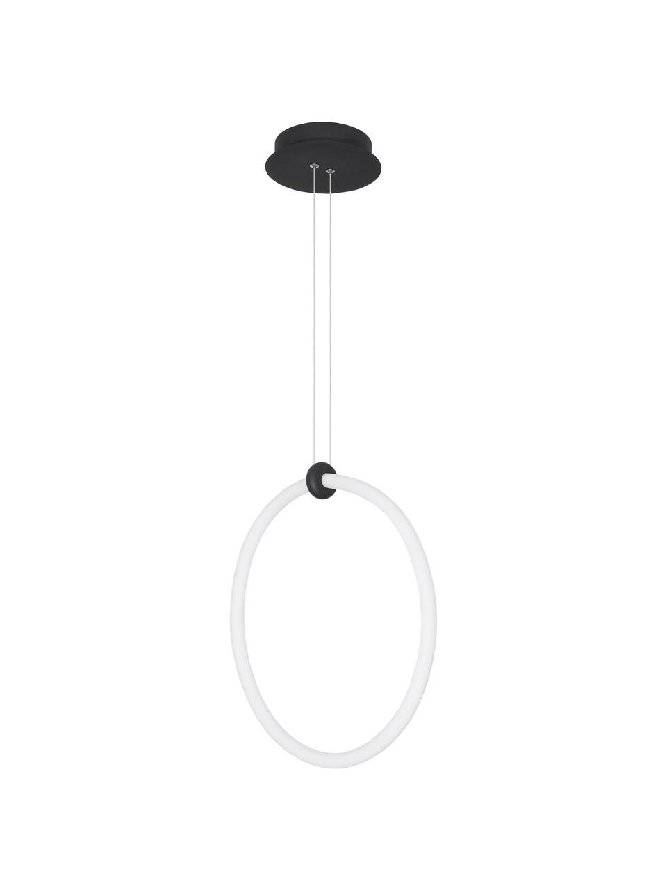 Moderne LED hanglamp Gropius, Lampenkap: acryl, Decoratie: gecoat aluminium, Baldakijn: gecoat aluminium, Wit, zwart, Ø 38 x H 120 cm