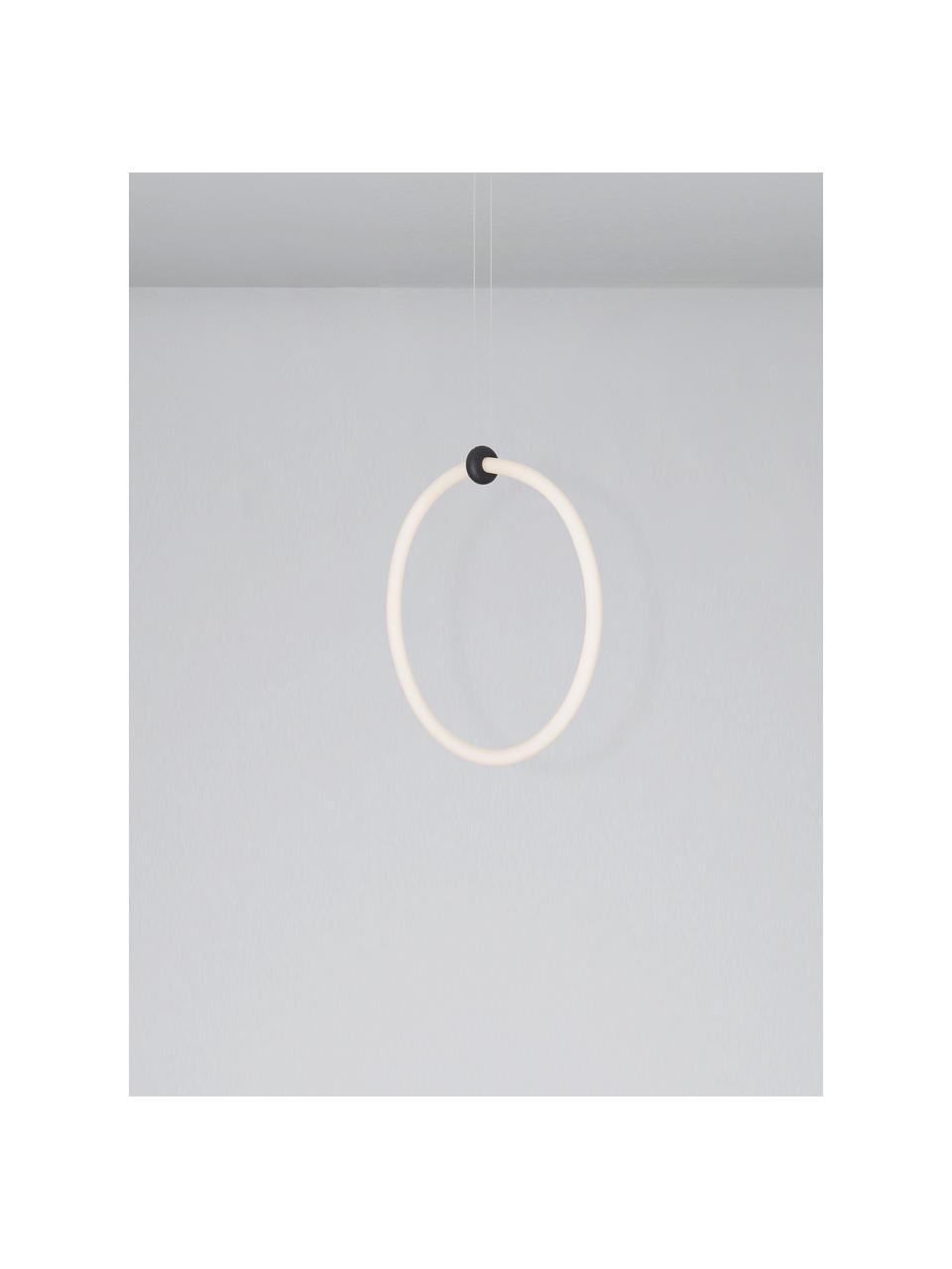 Moderne LED hanglamp Gropius, Lampenkap: acryl, Decoratie: gecoat aluminium, Baldakijn: gecoat aluminium, Wit, zwart, Ø 38 x H 120 cm