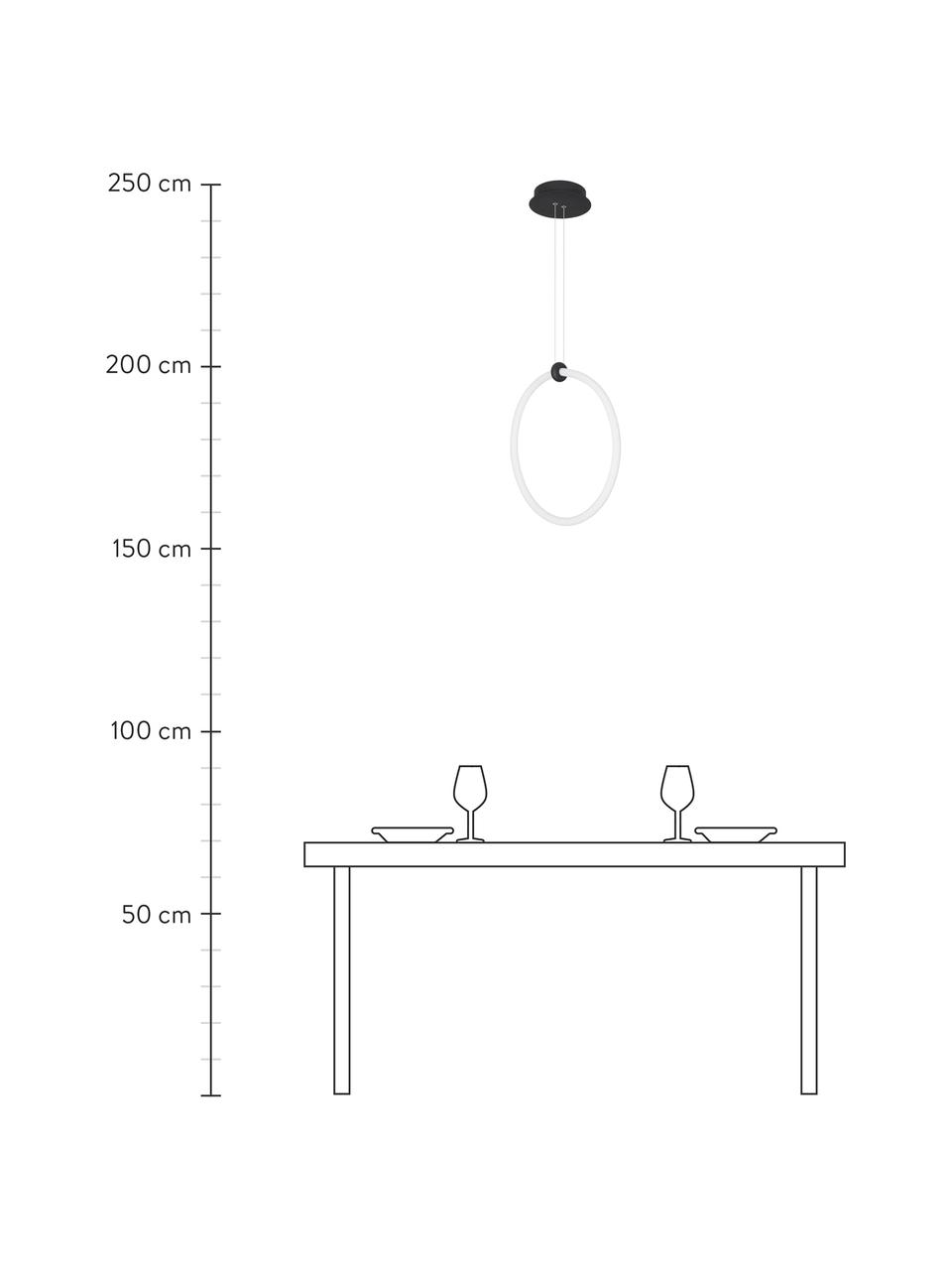 Moderne LED-Pendelleuchte Gropius, Lampenschirm: Acryl, Dekor: Aluminium, beschichtet, Baldachin: Aluminium, beschichtet, Weiss, Schwarz, Ø 38 x H 120 cm