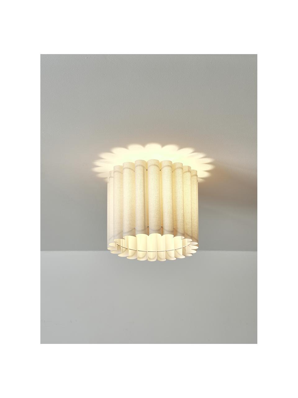 Lampa sufitowa z lnu Lucina, Beżowy, Ø 35 x W 31 cm