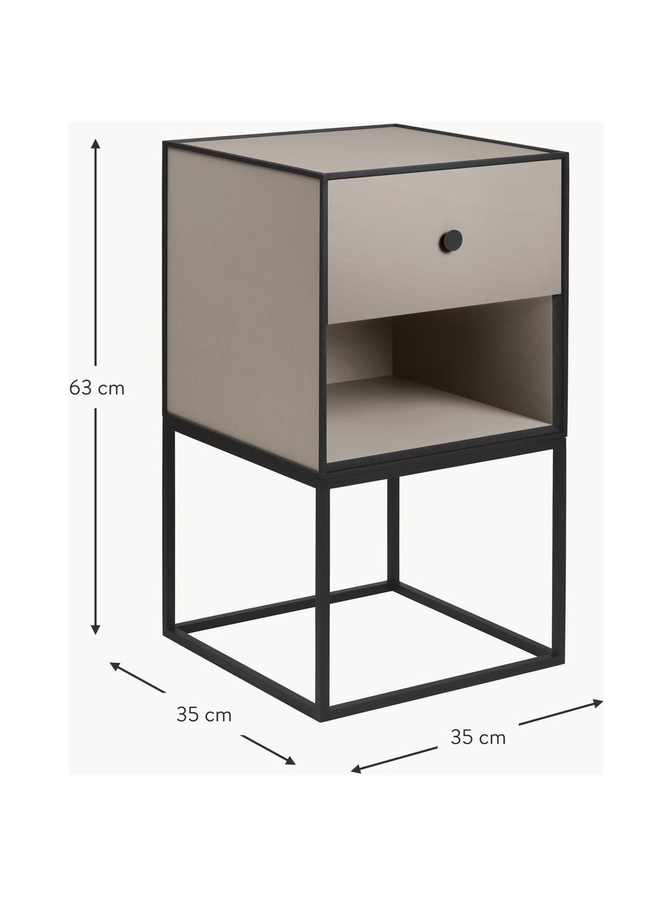 Modul Frame aus Holz und Metall, Greige, Schwarz, B 35 x H 63 cm