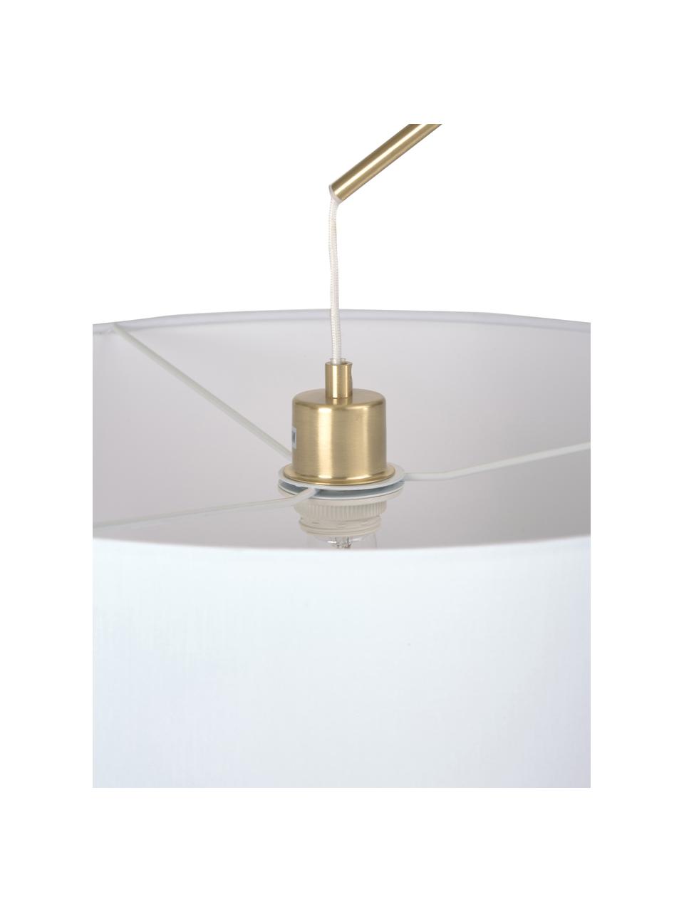 Grote booglamp Niels, Lampvoet: geborsteld metaal, Lampenkap: textiel, Wit, messingkleurig, B 157 x H 218 cm