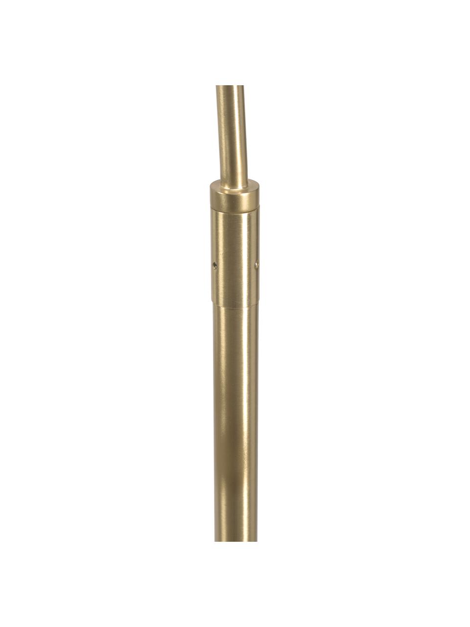 Große Bogenlampe Niels, Lampenfuß: Metall, gebürstet, Lampenschirm: Textil, Weiß, Goldfarben, H 218 cm