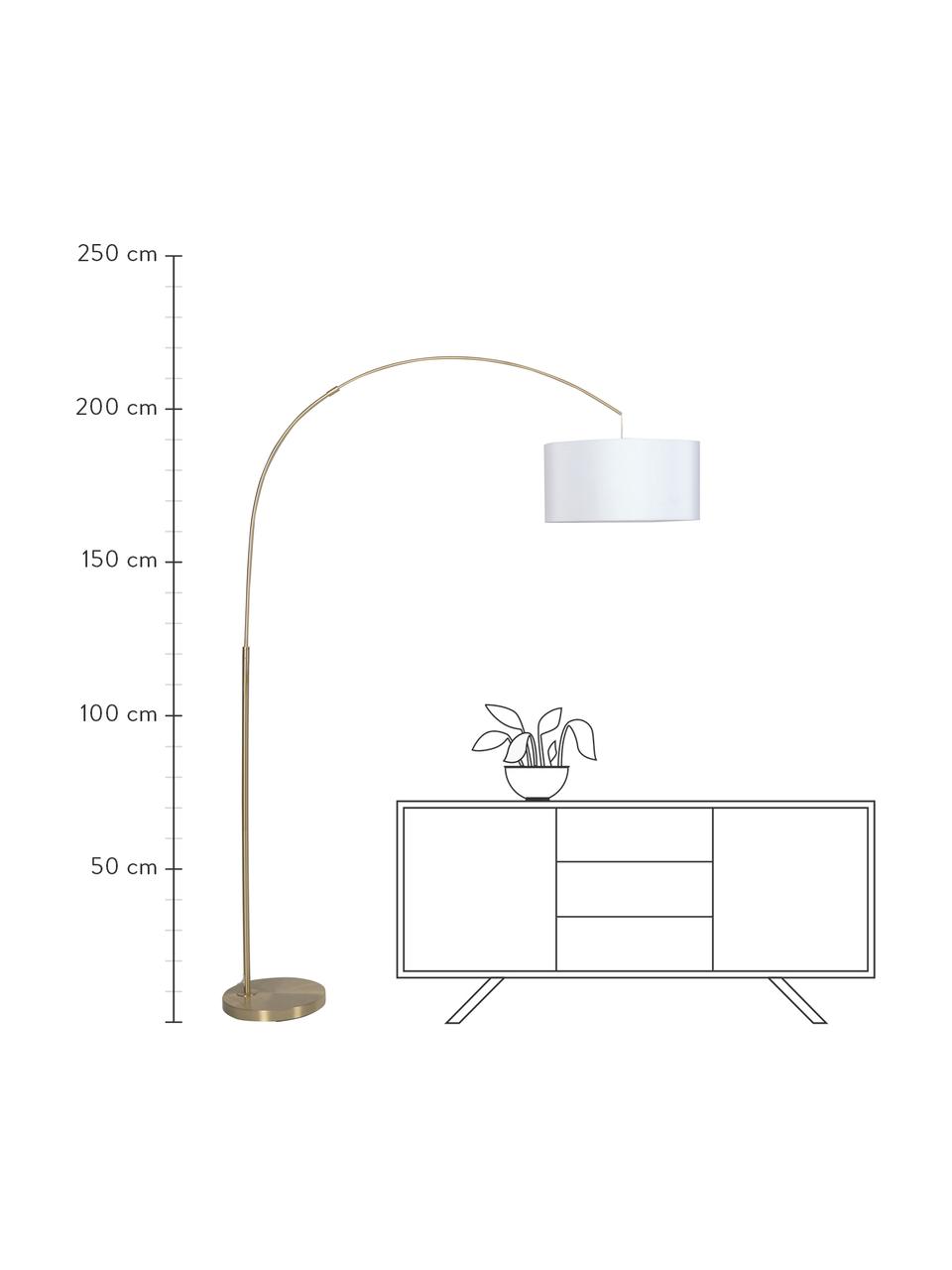 Velká oblouková lampa Niels, Bílá, mosazná, Š 157 cm, V 218 cm