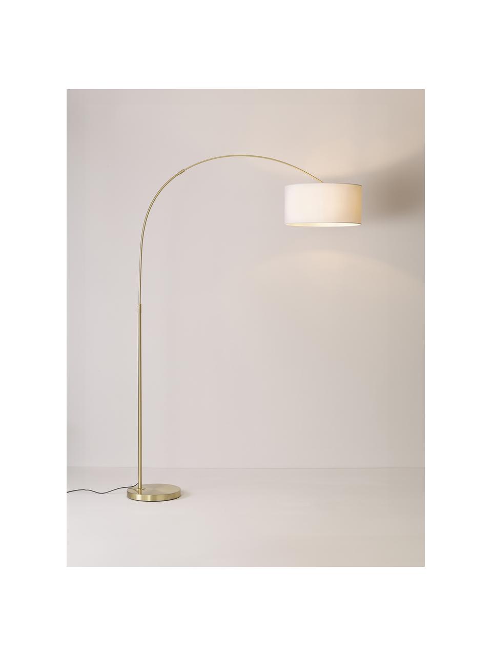 Grote booglamp Niels, Lamp: vermessingd metaal, Wit, goudkleurig, H 218 cm