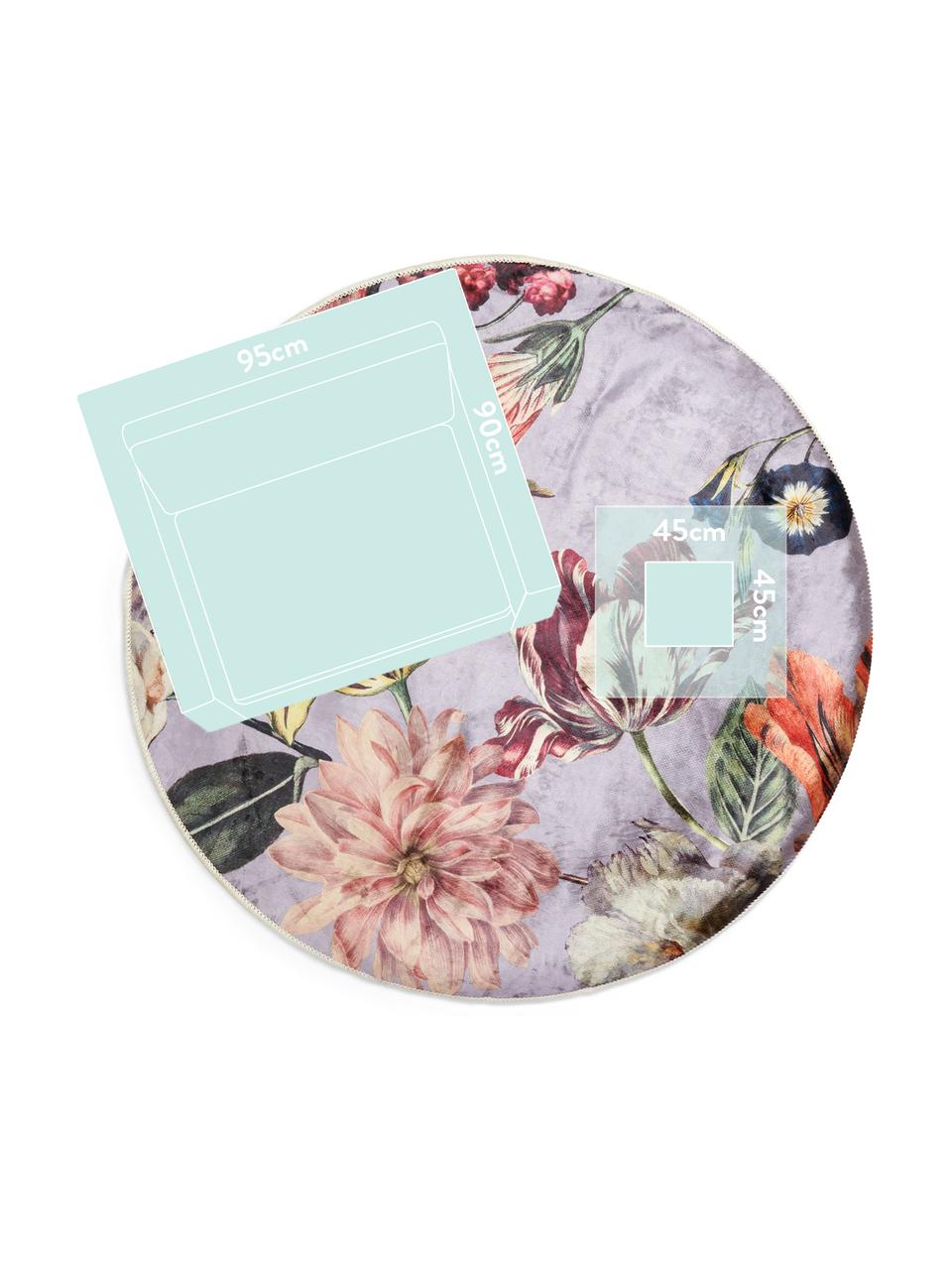 Okrúhly koberec s kvetinovým vzorom Filou, Fialová, viacfarebná