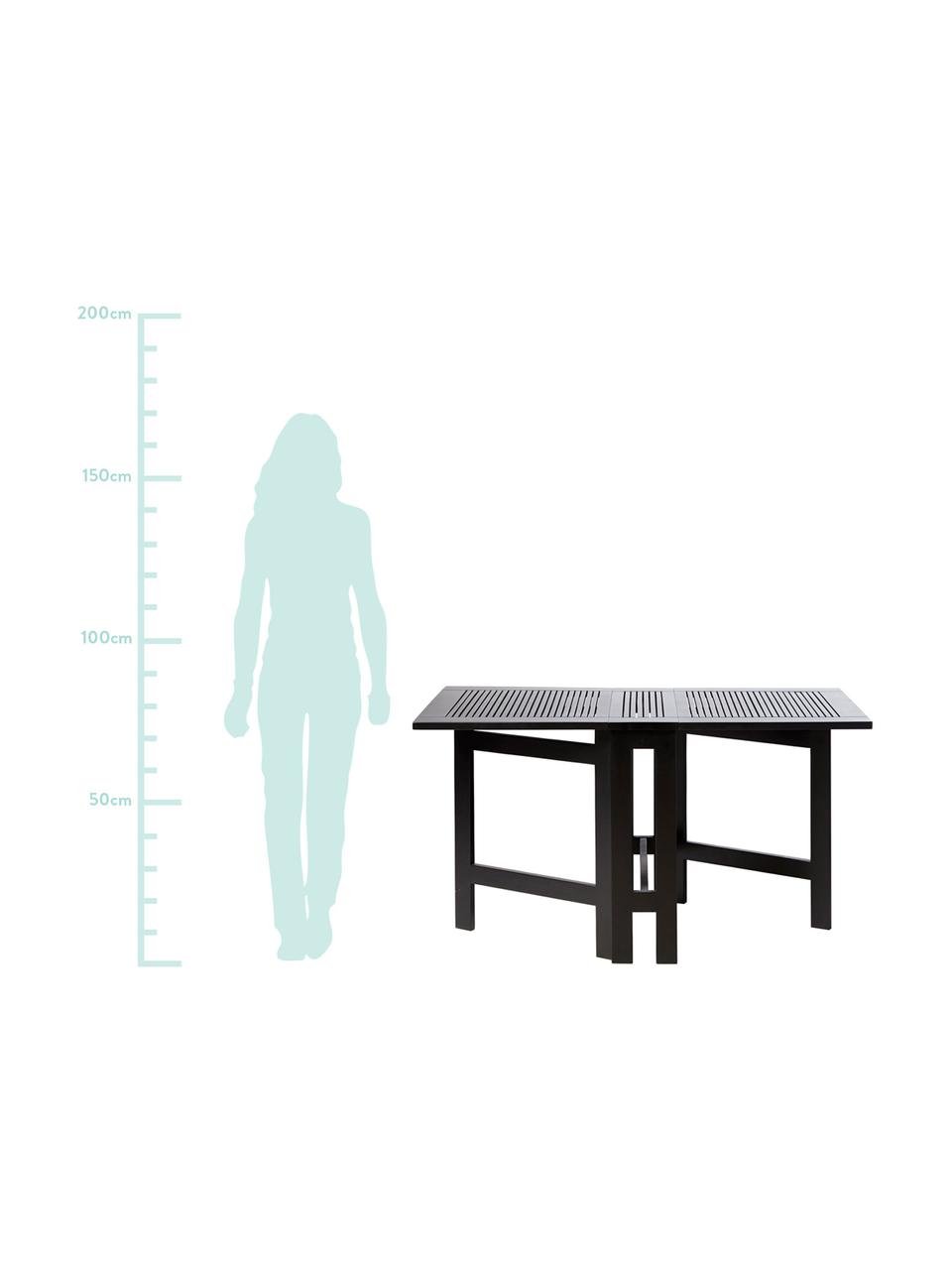 Mesa de jardín plegable de madera Butterfly, Teca, arenada y lacada, Negro, An 130 x Al 72 cm