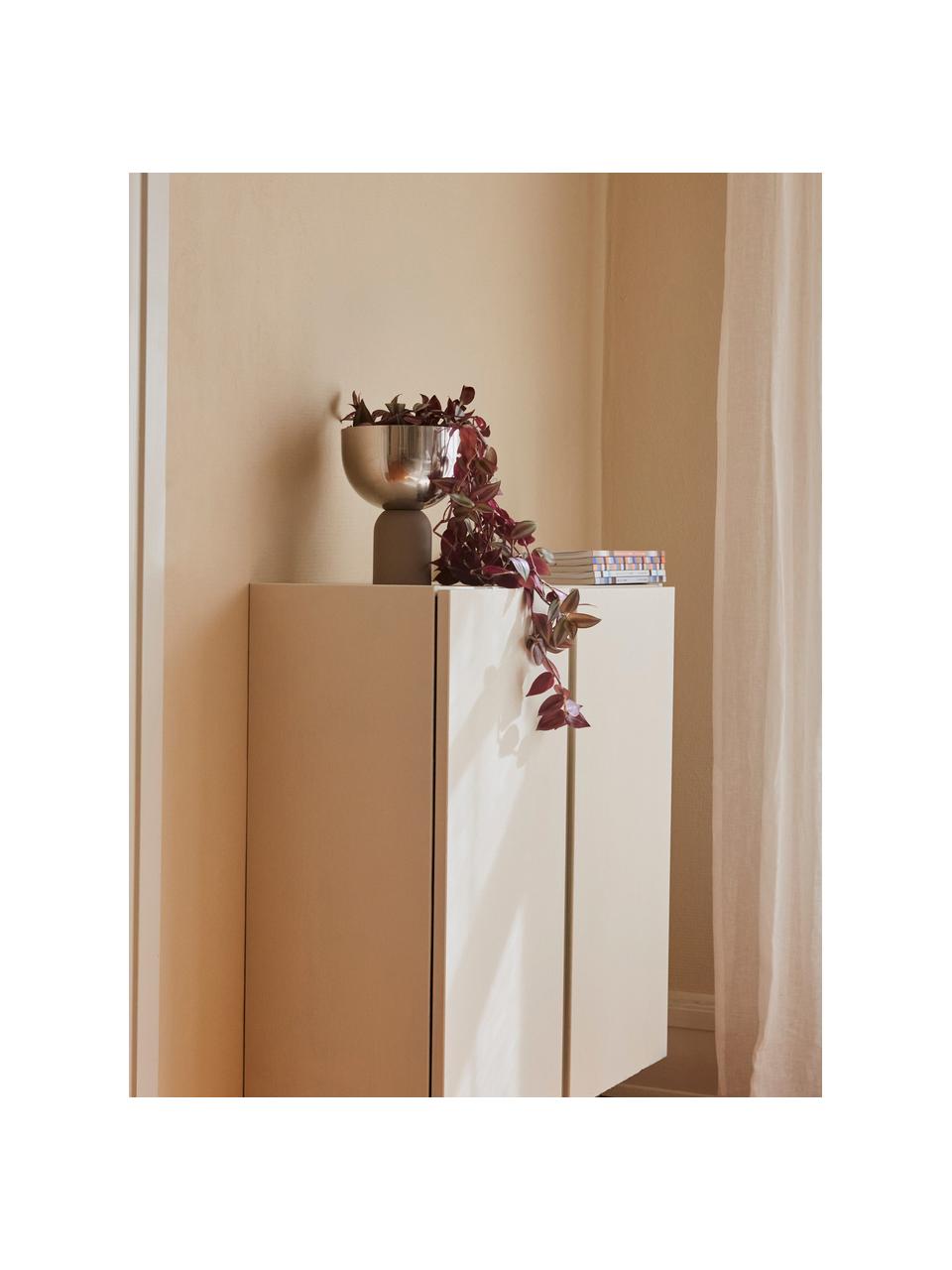 Kovový obal na květináč Torus, V 23 cm, Stříbrná, greige, Ø 17 cm, V 23 cm
