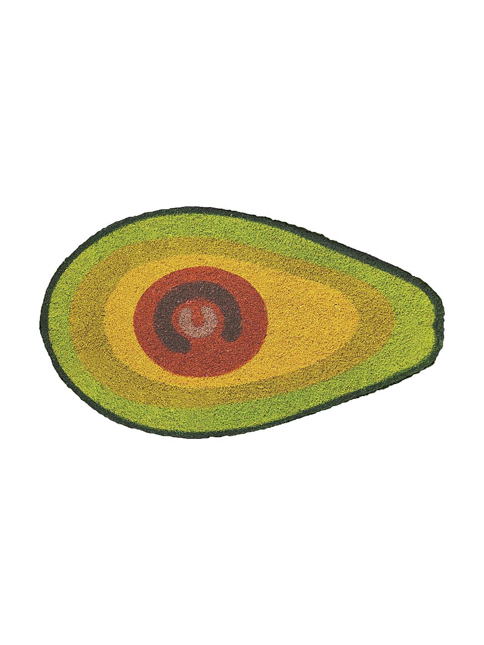 Fußmatte Avocado, Oberseite: Kokosfaser, Unterseite: PVC, Grün, Braun, Schwarz, 40 x 70 cm