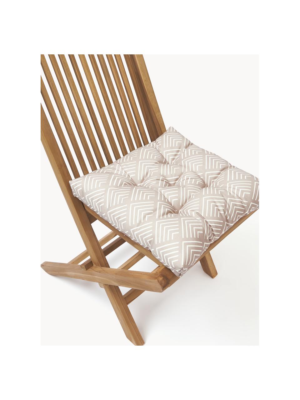 Outdoor-Sitzkissen Milano mit grafischem Muster, Hülle: 100 % Polyacryl, Beige, Weiß, B 40 x L 40 cm