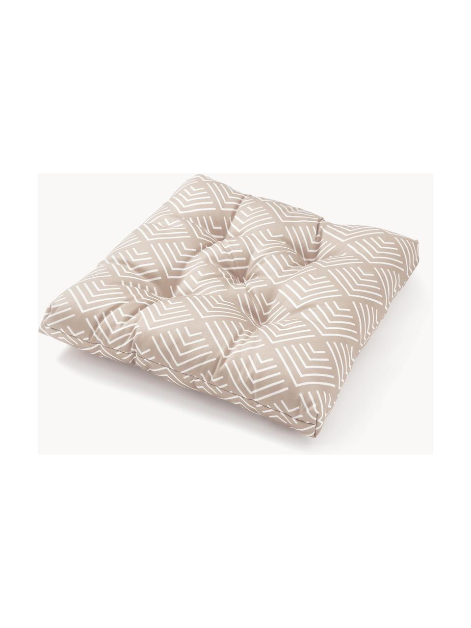 Coussin de chaise avec motif graphique Milano, Beige, blanc, larg. 40 x long. 40 cm