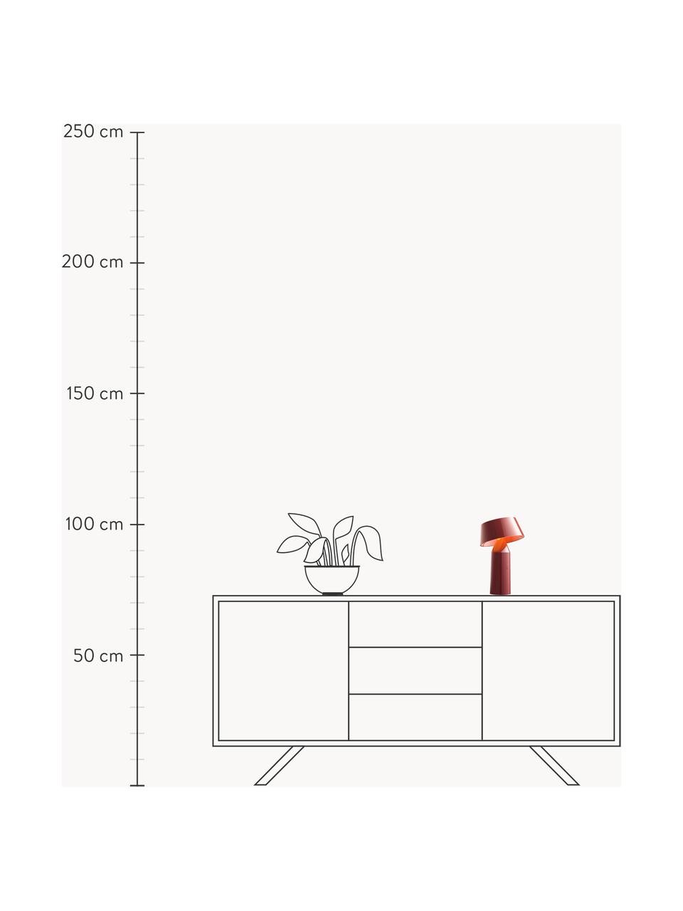 Mobile LED-Tischlampe Bicoca mit verstellbarem Lampenschirm, dimmbar, Weinrot glänzend, Korallrot, Ø 16 x H 30 cm