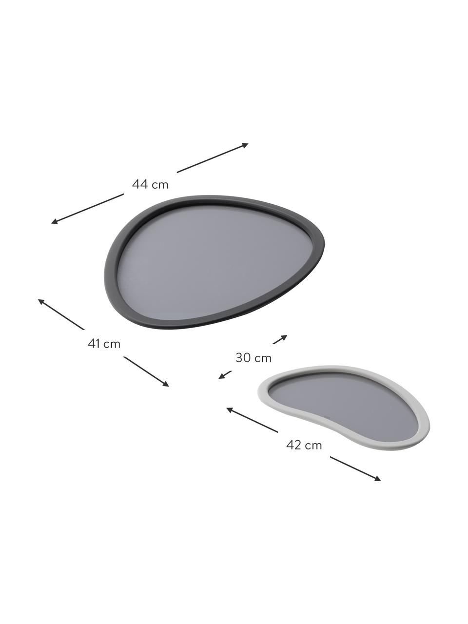 Dienbladset Hub in grijs, 2-delig, Rand: rubber, Grijstinten, Set met verschillende groottes
