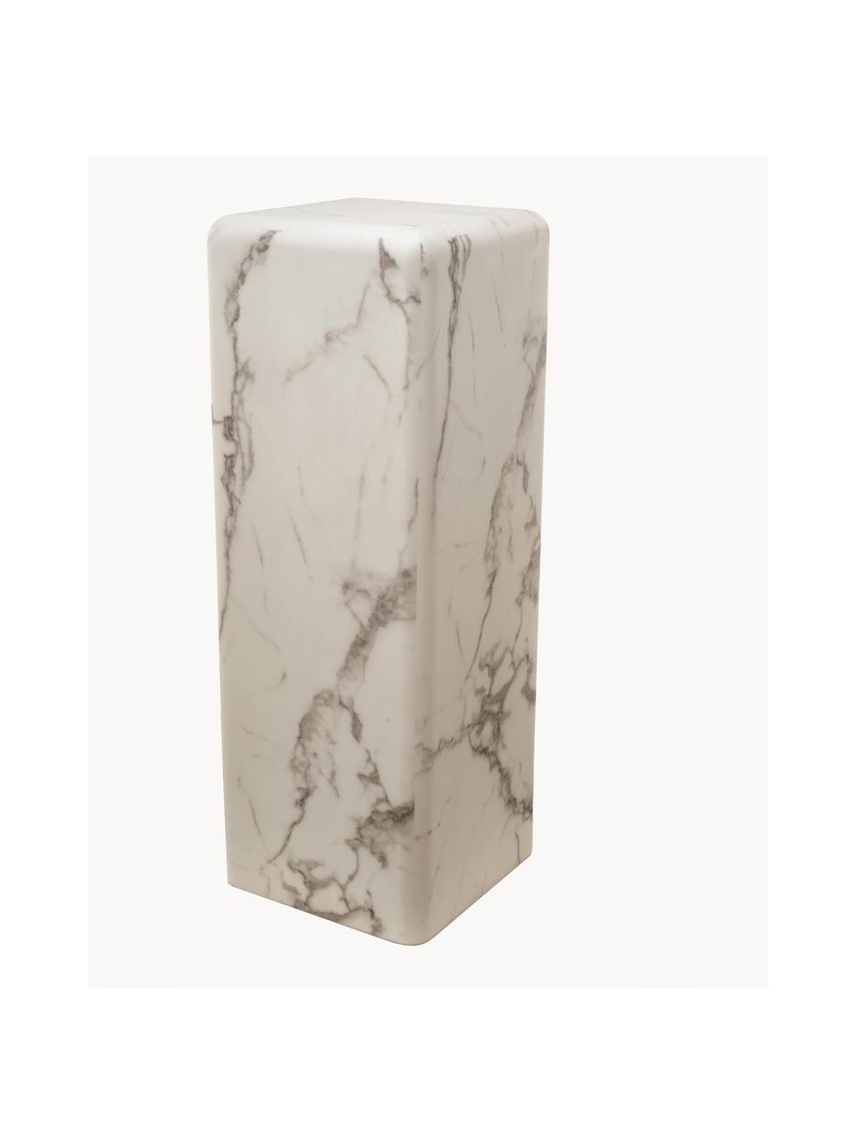 Sellette aspect marbre Look, Polyrésine recouvert d'un film de mélamine, Blanc aspect marbre, larg. 33 x haut. 91 cm