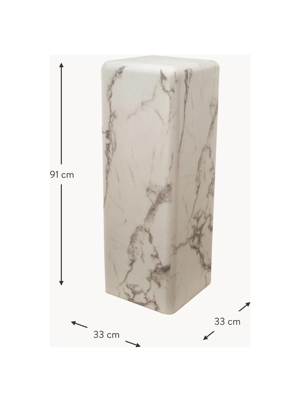 Sellette aspect marbre Look, Polyrésine recouvert d'un film de mélamine, Blanc aspect marbre, larg. 33 x haut. 91 cm