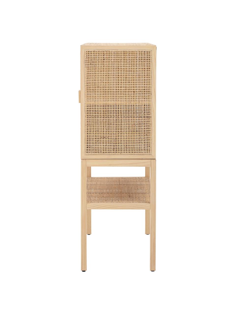 Komoda z borovicového dreva a ratanu Sanna, Borovicové drevo, svetlohnedá, Š 90 x V 120 cm
