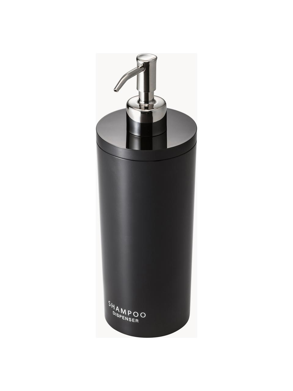 Dispenser per sapone Tower, Contenitore: plastica, Testa della pompa: acciaio, spazzolato, Nero, Ø 8 x Alt. 23 cm