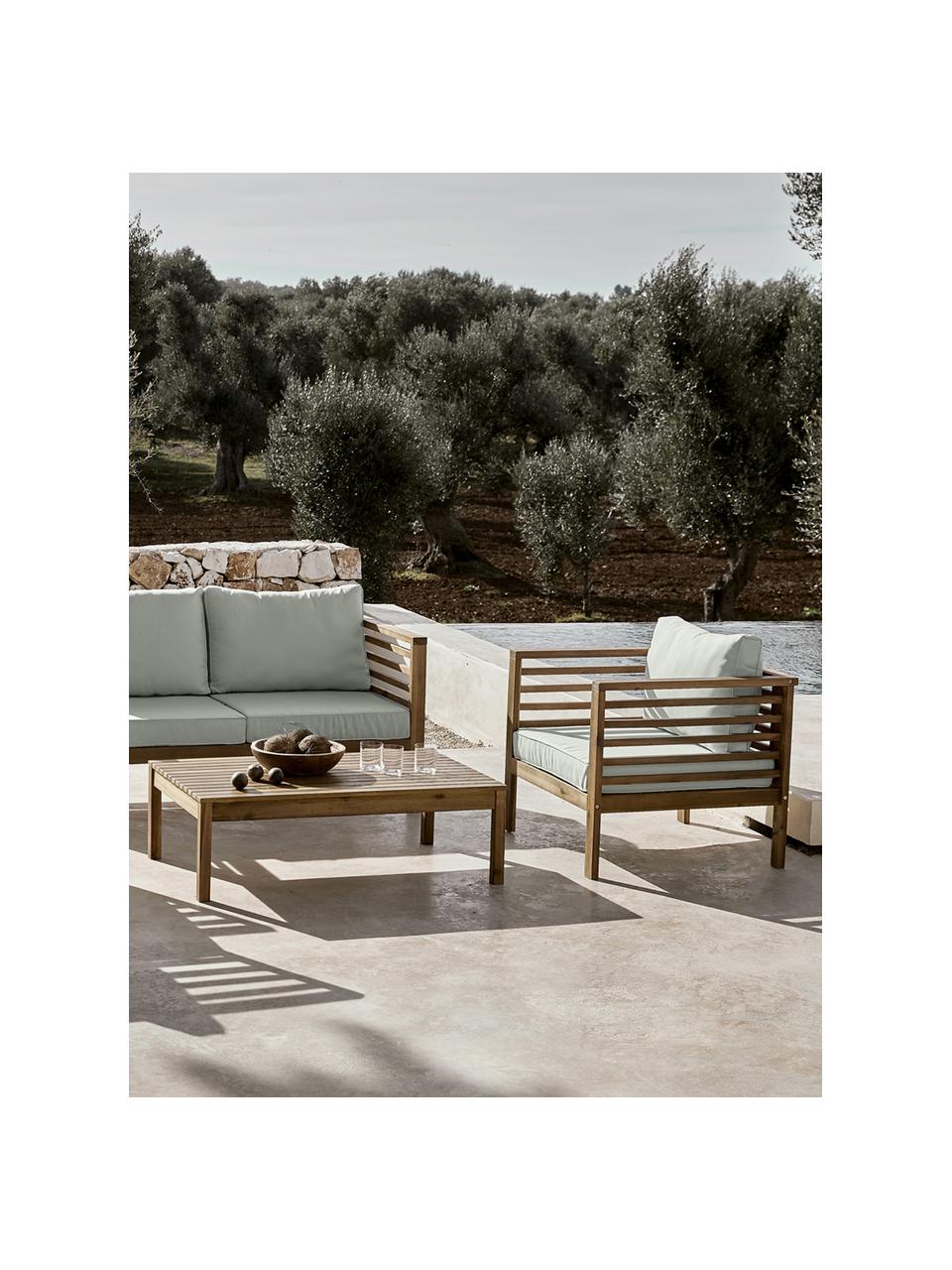 Salotto da giardino in legno di acacia Bo 4 pz, Rivestimento: poliestere (resistente ai, Struttura: legno massiccio di acacia, Tessuto grigio, legno di acacia, Set in varie misure