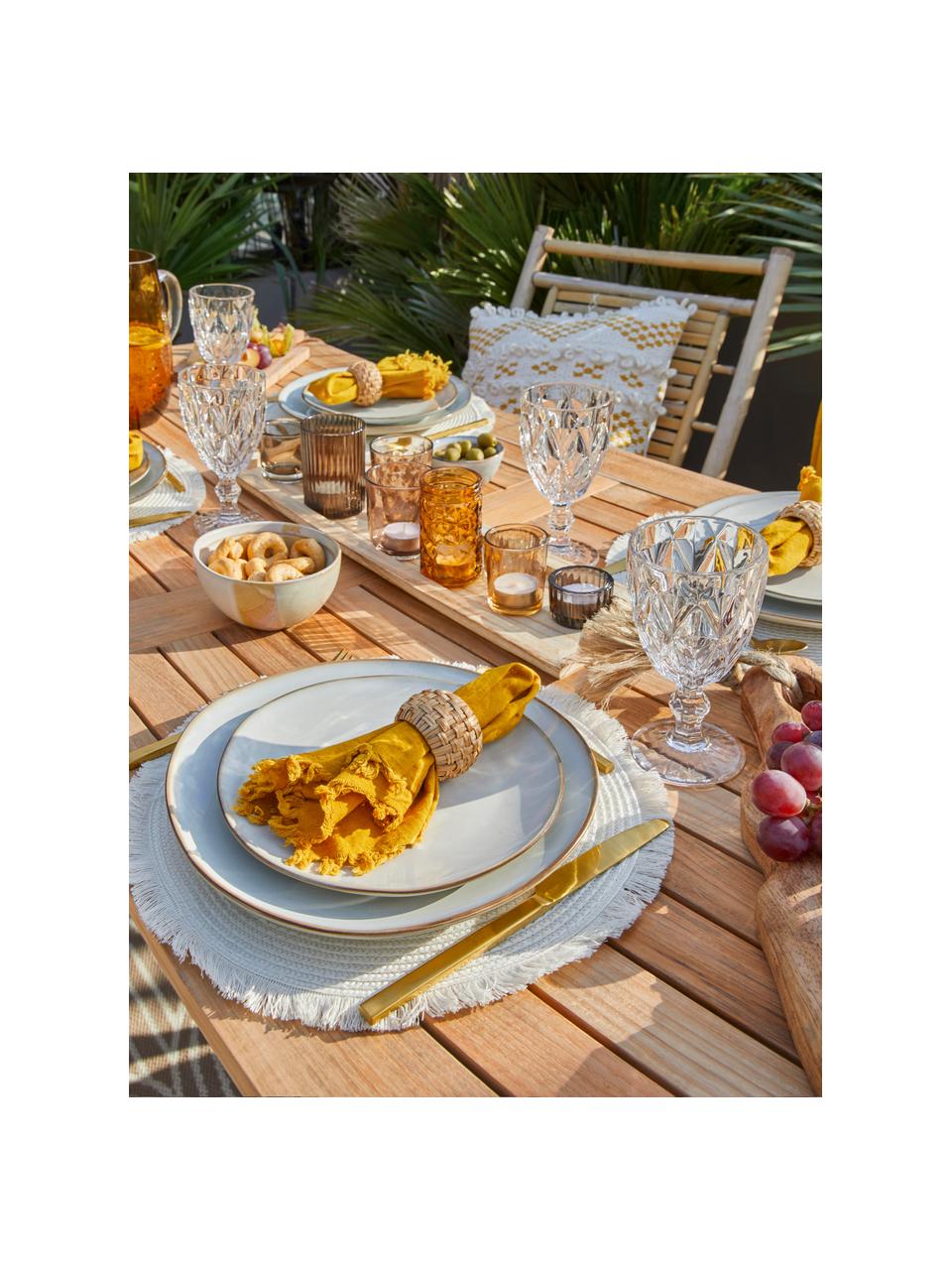 Handgemachtes Frühstücks-Set Thalia, 4 Personen (12-tlg.), Steingut, Beige mit dunklem Rand, Set mit verschiedenen Größen