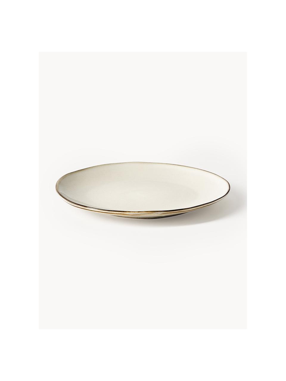 Handgemachtes Frühstücks-Set Thalia, 4 Personen (12er-Set), Steingut, Beige mit dunklem Rand, Set mit verschiedenen Grössen